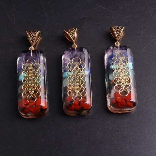 6PCS Amethysts Crystal Natural Stone Pendants Reiki Chakra Radiesthesia Necklace Pendants Orgonite Energy Pendulum Amulet Women