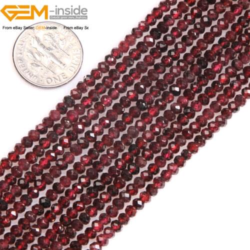 Gem-inside Natural Faceted Heishi Rondelle Disc Spacer Red Wine Garnet Beads For Jewelry Making Strand 15inches DIY