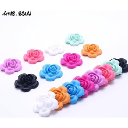 MHS.SUN 100% Food grade silicone flower beads BPA free satety teething beads DIY infant baby chewable jewelry/toy accessories