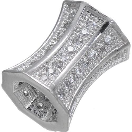 Perles pour la fabrication de bijoux High Quality Copper Metal Micro Pave Zircon Crystal Rectangle Tube Spacer Beads DIY Craft