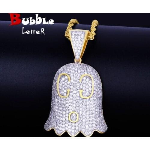 Ghost Face Chain Necklace & Pendants Gold Color Iced Cubic Zircon Mens Hip Hop Jewelry