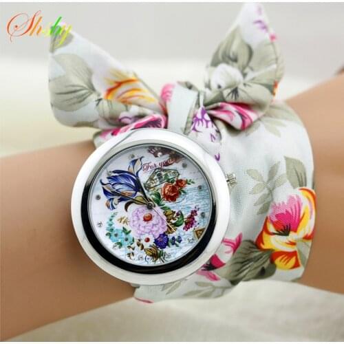 Shsby new Ethnic floral chiffon sweet girls watch flower Cloth watches women dress watches fashion quartz female ladies gift