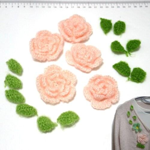 DIY fairy Hand crocheted flower patches for clothes woven flowers appliques for hairpin cashmere sweater