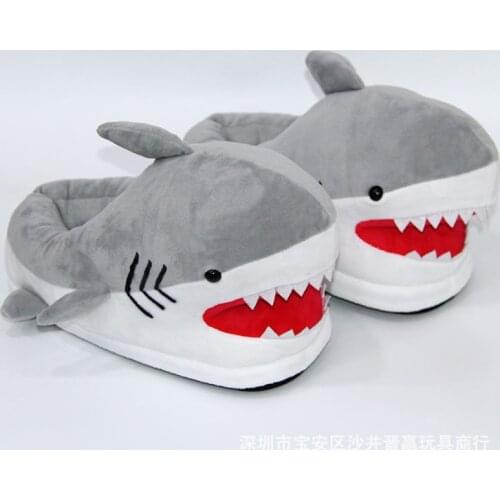 Home Plush Animal Warm Shoes Cotton Slippers Cute Little Shark Shape Cosplay Shoes Female / Male Couple Slippers Adult Style