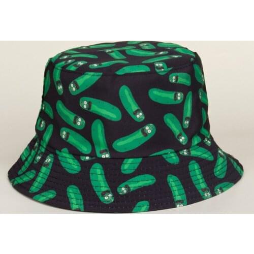 Euramerican Cartoon Balsam Pear Fisherman Hat Outdoor Fruit Sun Visor Hat Art Women Double Face Basin Hat Sunscreen Hat