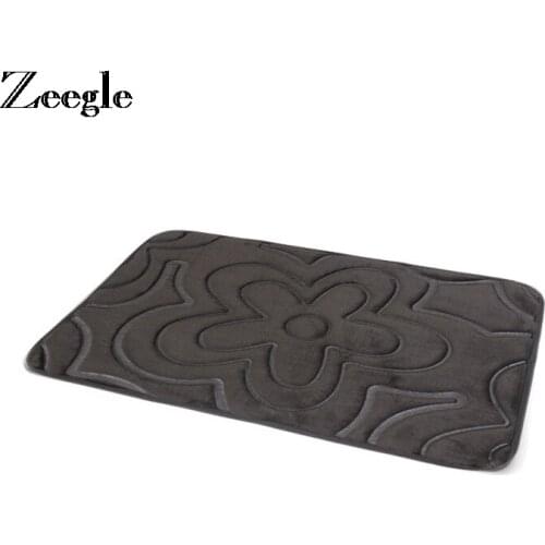 Zeegle Flannel Absorbent Toilet Bath Mats Bathroom Carpet Doormat Anti-slip Kitchen Floor Carpet Bedroom Bedside Foot Pads