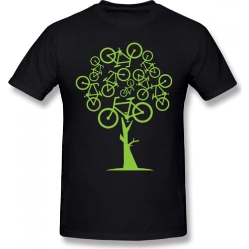 Artistic Picture Green Bicycle Tree T Shirt For Men Slim Fit Swag Plus Size Tee Camiseta Christmas Gift Tshirt Cotton Fabric