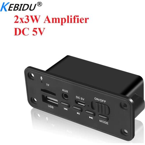Kebidu 2*3W Amplifier DC 5V MP3 WMA Wireless Bluetooth 5.0 Decoder Board Audio Module USB FM TF Record Radio AUX input For Car