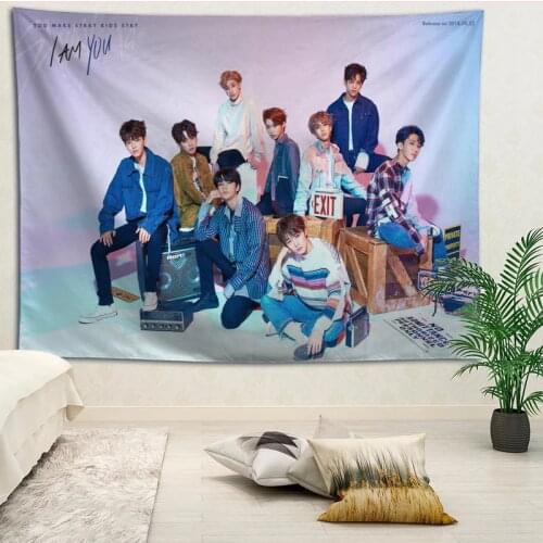 Custom Stray Kids printed Creative tapestry living room bedroom background wall fabric hanging painting small fresh