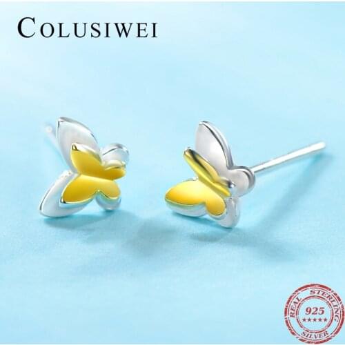 Tiny Butterfly Stud Earring 925 Sterling Silver Earrings for Women Cute Accessories Wings Ear Pierced Earrings Gift For Kids