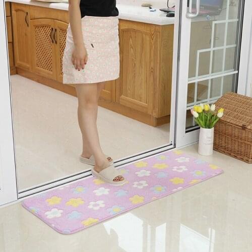 Kitchen Carpet Water Absorption Anti Slip Mat Oil Absorption Floor Mat Long Strip Door Mat Coral Velvet Foot Mat Moving Door Mat