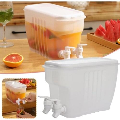 4L/3.5L Cold Kettle Water Pitcher With Double Faucet Lemon Teapot Large Capacity Beverage Dispenser Summer Ice Water Bucket