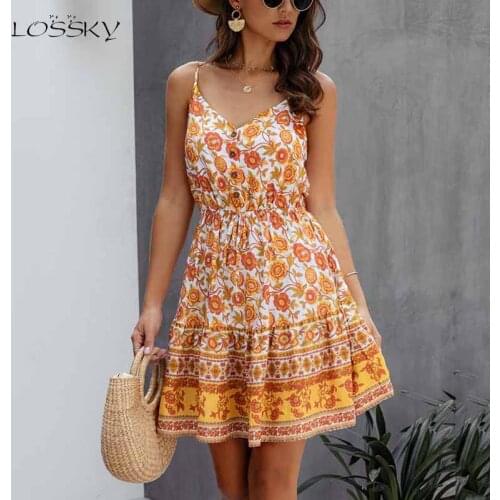 LOSSKY Summer Dresses With Buttons