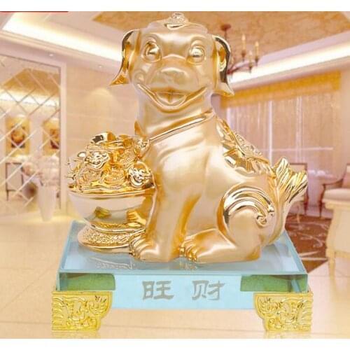 Copper Brass craft 9" Chinese Folk Bronze Valiancy Ferocious Military Hound Dog Statue Sculpture