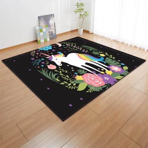Cartoon Unicorn Carpet Kid Girls Room Decoration Area Rugs Children Play Pad Soft Flannel Birthday Gift Living Room Rugs Carpets