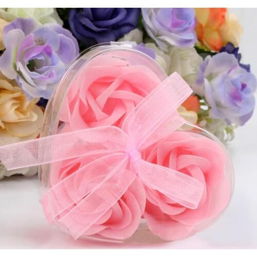 Heart Shaped Artificial Rose Soap Flower Bath Body Soap Romantic Souvenirs Valentines Day Gift Wedding Favor Party Decor
