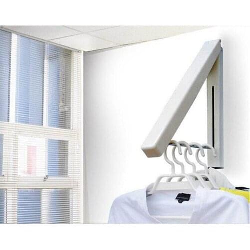 Wall Hanger Retractable Indoor Clothes Hanger Magical Folding Kitchen Drying Stand Rack Hanging Holder Organizer Stainless Steel