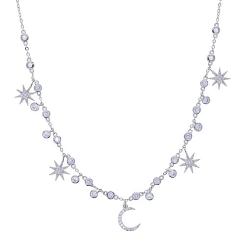 New arrived geometric star starburst charm european choker necklaces for women girl fashion micro pave clear CZ wedding jewelry