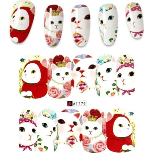 New Stickers for nails Color pattern kitten puppy rabbit Stickers for manicure DIY nails sticker nail foil