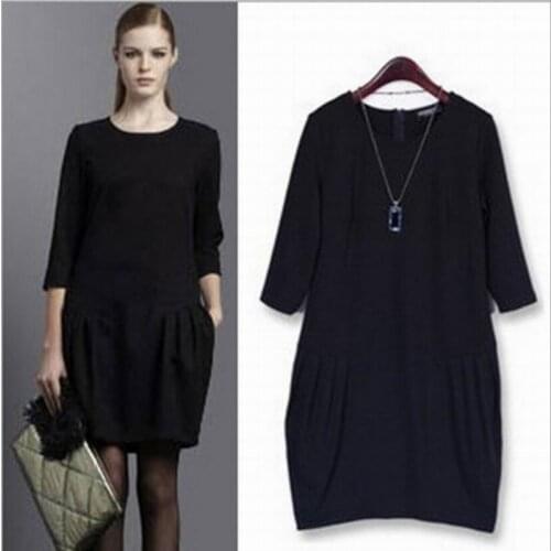 Autumn Black Dress Spring Women Plus Size Loose Fashion Casual High Quality Ladys Clothing Free Shipping