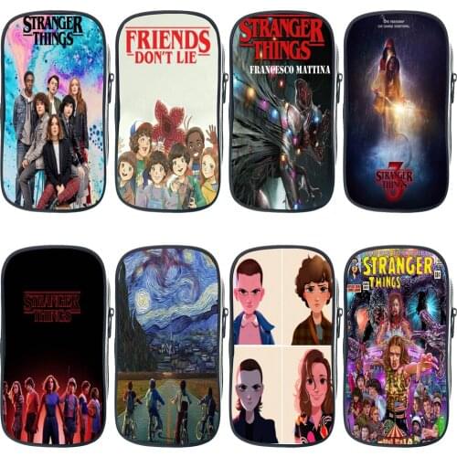 Stranger Things Pencil Bag for Boys Girls Make Up Bags Primary School Supplies Cosmetic Case Large Capacity Storage Bags Purse