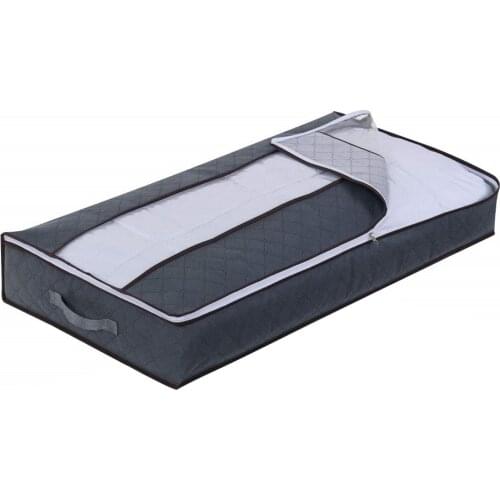 Underbed Quilt Storage Bag Household Clothes Packing Bag Storage Box with Zips and Clear Window for Clothes Comforters