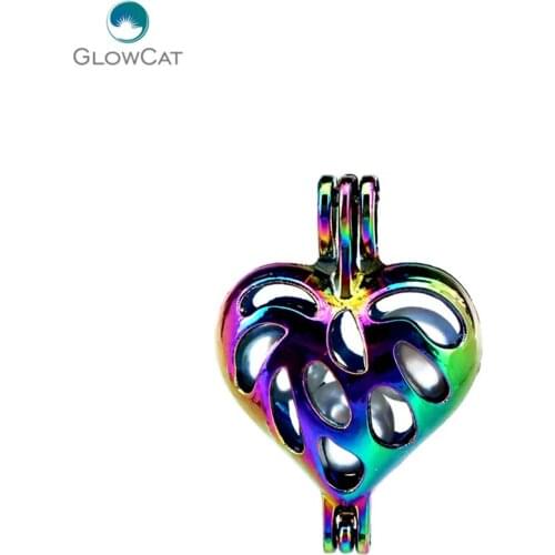 C334 5pcs/lot COLORS Multicolor 30mm Leaf Design Heart Pearl Cage Pendant Pearl Locket Fairytale Party