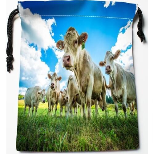 New Custom Cow Drawstring Bags Custom Storage Bags Storage Printed gift bags 18*22cm Compression Type Bags