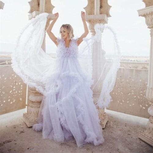 Light Purple Maternity Gowns for Babyshower Wedding Sleepwear Bathrobes Nightgowns Maternity Dress Photo Shoot Props