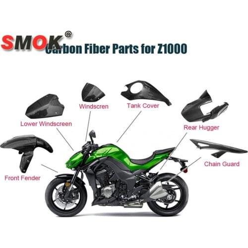 Carbon Fiber for Kawasaki z1000 Front Fender Rear Hugger Chain Guard Windscreen Tank Cover For Kawasaki Z1000 ZX10R 2014-2015
