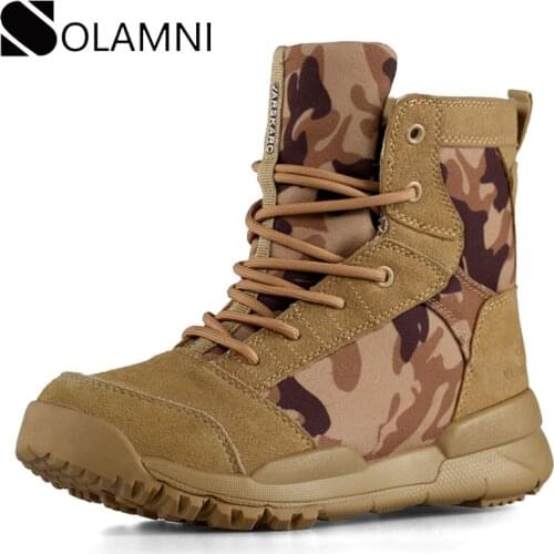 Waterproof Mens Military Leather Boots Wear-Resisting Tactical Desert Combat Boots Men Outdoor Hiking Men Army Ankle Boots 35-46