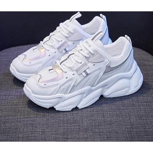 Increased Womens Vulcanized Shoes Lace Up Ladies Platform Casual Dad Shoes Women Chunky Sneakers Spring Female Footwear Fashion