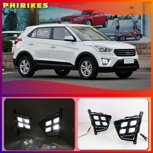 1 Set 12V LED Daytime Running Light Car Accessories Waterproof ABS DRL Fog Lamp Decoration For Hyundai Creta IX25 2014 2015 2016