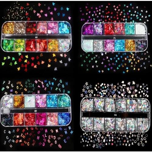 1Box Resin Sequins Nail Sticker Mixed Heart Letter Sequin Diy Epoxy Resin Mold Filler Nail Art Decor Crafts Jewelry Making Tools