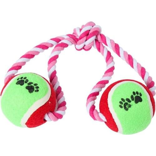 1PC Eight-character Double-headed Tennis Pet Toy Dog Creative Weaving Bite Rope Toy Interactive Training Cotton Knot Toy