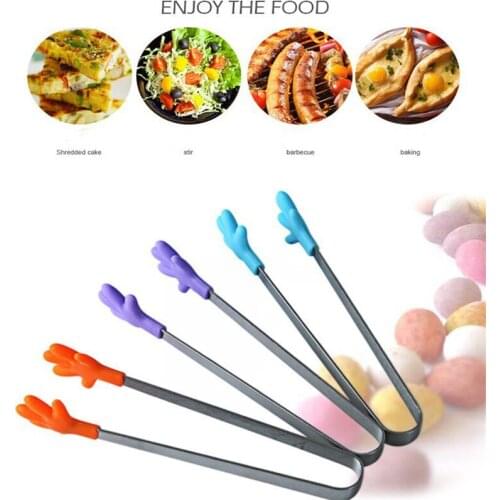 1Pcs Stainless Steel Food Clip Cooking Tools Silicone Cover Small Hand Folder Ice Food Tong Kitchenware Hand Clip Kitchen Tools
