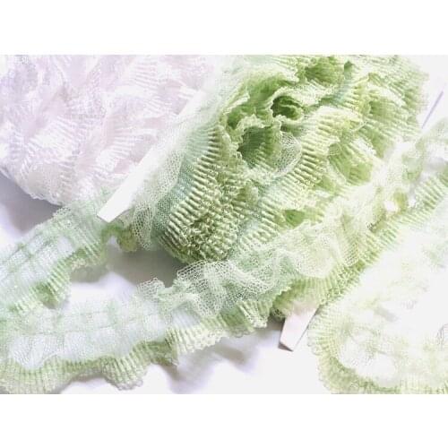 1Yard 4.5cm Wide Exquisite Ivory Green Pink Lace Ribbon Elastic Ruffle Trim Collar Sewing Clothing Skirt Headwear Applique Decor