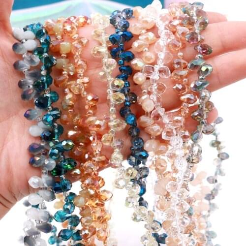 5*7mm/50 pcs natural crystal beads glass beads cross-hole beads hand-made bead curtain beads braided bracelet necklace