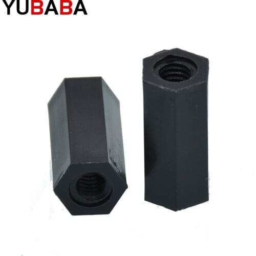 50Pcs M2 M2.5 M3 M4 Black/White Hex Nylon Standoff Spacer Column Flat Head Double Pass Nylon Plastic Spacing Nuts