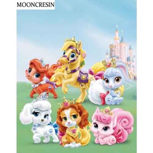 5D Diamond Embroidery Cartoon Diy Diamond Painting Cross Stitch House & Dogs Needlework Mosaic Picture Castle Decoration Maison