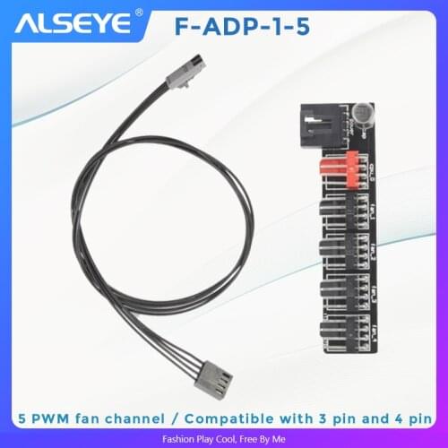 ALSEYE PWM 4Pin Fan controller Hub Cooling Fan Adapter 1 - 5 Extender for CPU cooler / PC case