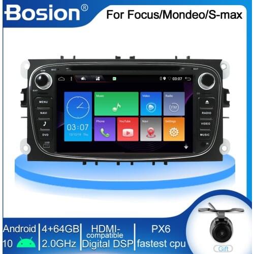 Bosion 2 din Android 10 Car dvd Player Gps Support SWC for Ford focus Mondeo S-max Smax Kuga C-max Car Radio Head Unit BT WIFI