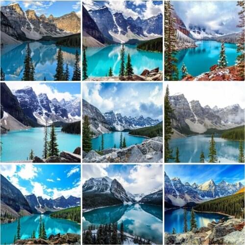 AZQSD Full Round Drill Diamond Painting Nature Cross Stitch Handicraft Diamond Embroidery Landscape Mosaic Home Decoration