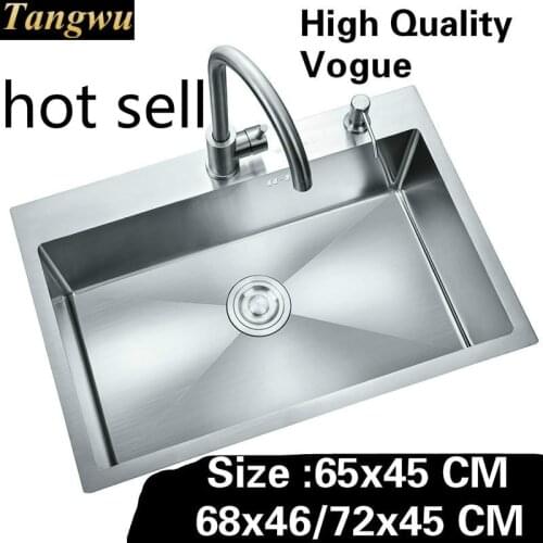 Free shipping Home wash vegetables kitchen manual sink single trough 304 stainless steel vogue hot sell 65x45/68x46/72x45 CM