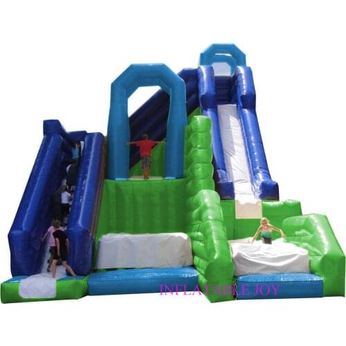 Free sea ship to port!8x6m giant inflatable cliff jump game, newest inflatable slide combo sport game for kids and adults