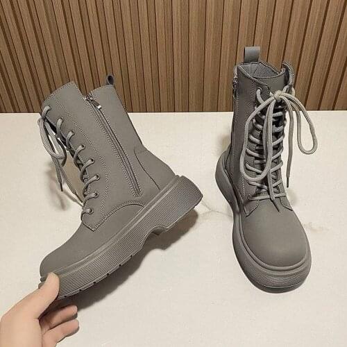 Martin boots womens autumn and winter 2021 British style short boots mid-tube platform knight boots ladies Chelsea boots women