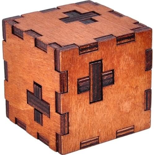 Wooden Cube Adult Classic Decrypt Toys Secret Puzzle Box Brain Teaser Toy For Kids Brain IQ Test Toys Montessori Wooden Puzzle