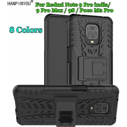 For Xiaomi Redmi Note 9 Poco M2 Pro India Max 9S Dazzle Shockproof Dual Armor Back Fitted Case Stand Holder Cover Shell