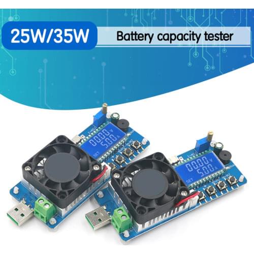 25W 35W 4A/5A Electronic Load Current Voltage Power Tester USB Protection LCD HD Display Adjustable Resistance Unloader