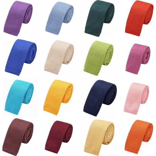 Ricnais Classic Multicolor solid color knitted tie Skinny Slim Necktie Wedding gift Business Casual Mens Narrow Neckties Cravate